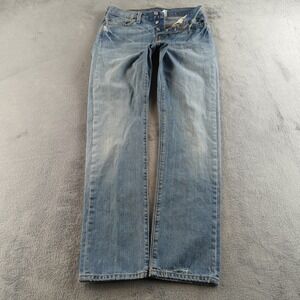 Vintage Y2K Levis 501 Jeans Womens 27x32 Blue Light Wash Faded Straight Denim